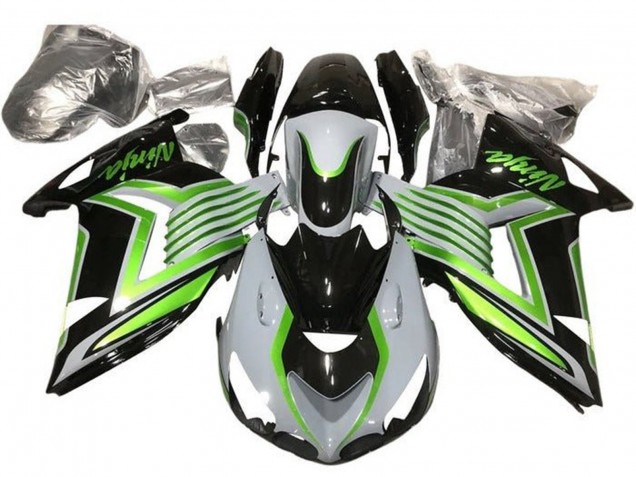 2012-2024 Kawasaki ZX14R ZZR1400 Motorcycle Fairings - White Green Glossy Black Australia