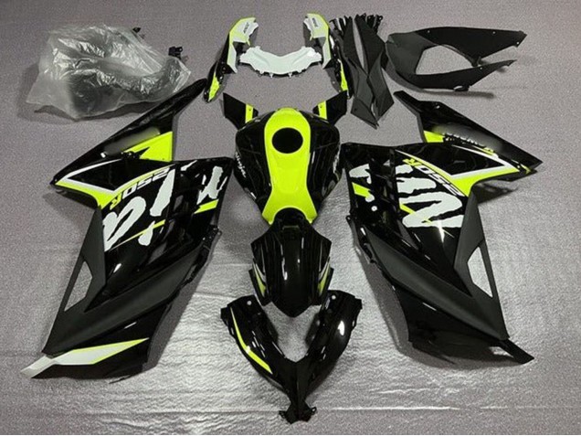 2013-2024 Kawasaki EX300 Motorcycle Fairings - Glossy Black Neon Yellow White Australia