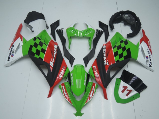 2013-2024 Kawasaki EX300 Motorcycle Fairings - Green White Red Black Motocard Australia