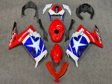 Affordable 2013-2017 Kawasaki EX300 Motorcycle Fairings - White Red Blue Star Captain America Australia