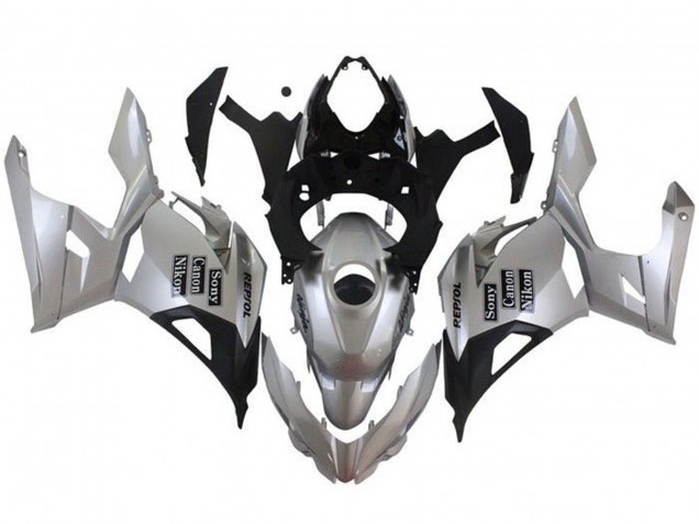 2018-2024 Kawasaki Ninja 400 Motorcycle Fairings - Silver Black Repsol Australia