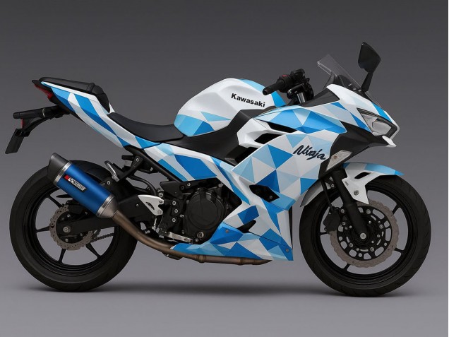 2024-2025 Kawasaki Ninja 500 EX500R Motorcycle Fairings - White Blue Geometric Australia