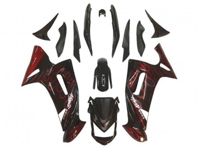 2006-2008 Kawasaki Ninja 650 EX650 Motorcycle Fairings - Glossy Black Red Flame Australia