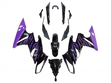 Affordable 2009-2011 Kawasaki Ninja 650 EX650 Motorcycle Fairings - Glossy Black Purple Flame Australia