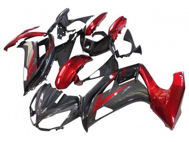 2012-2016 Kawasaki Ninja 650 EX650 Motorcycle Fairings - Red Black Faux Carbon Fiber Australia