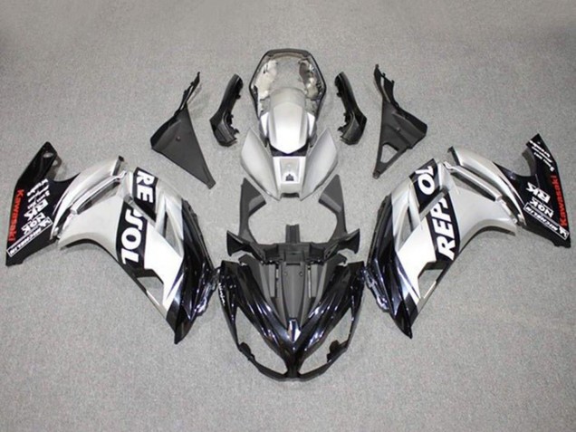 2012-2016 Kawasaki Ninja 650 EX650 Motorcycle Fairings - Silver Black Repsol Australia