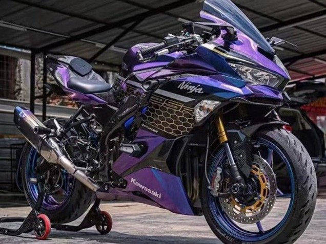 2019-2025 Kawasaki ZX25R ZX-25R Motorcycle Fairings - Purple Blue Gold Gradient Honeycomb Australia