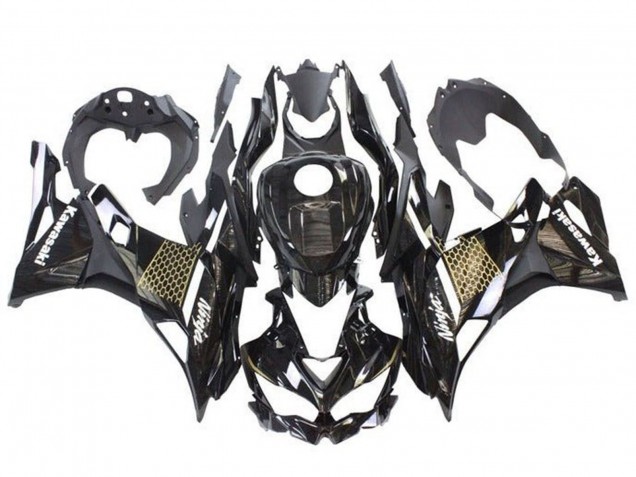 2019-2025 Kawasaki ZX25R ZX-25R Motorcycle Fairings - Glossy Black Gold White Honeycomb Australia