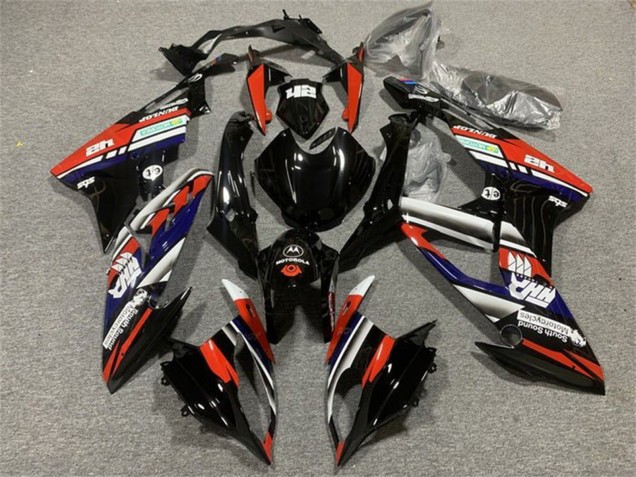 2015-2016 BMW S1000RR Motorcycle Fairings - White Red Blue Glossy Black Stripe Australia