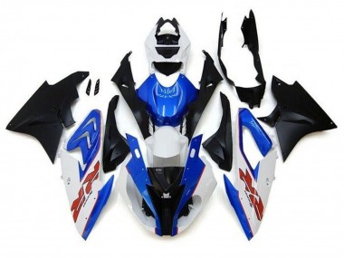 Affordable 2017-2018 BMW S1000RR Motorcycle Fairings - White Blue Matte Black Pinstripe RR Australia