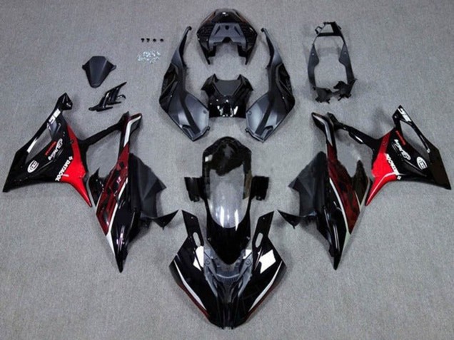 2019-2022 BMW S1000RR Motorcycle Fairings - Black Dark Red Red Australia