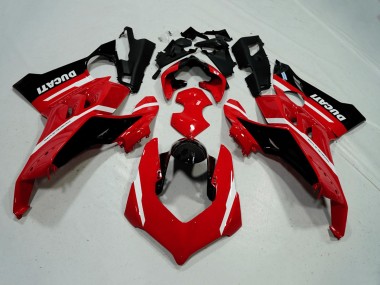 Affordable 2020-2021 Ducati Panigale V4 V4S Motorcycle Fairings - Red White Glossy Black Stripe Australia