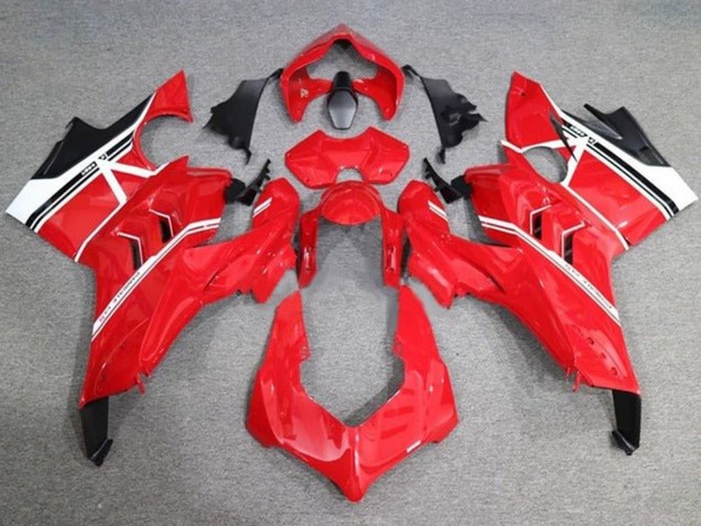 2020-2021 Ducati Panigale V4 V4S Motorcycle Fairings - White Red Glossy Black Stripe Australia