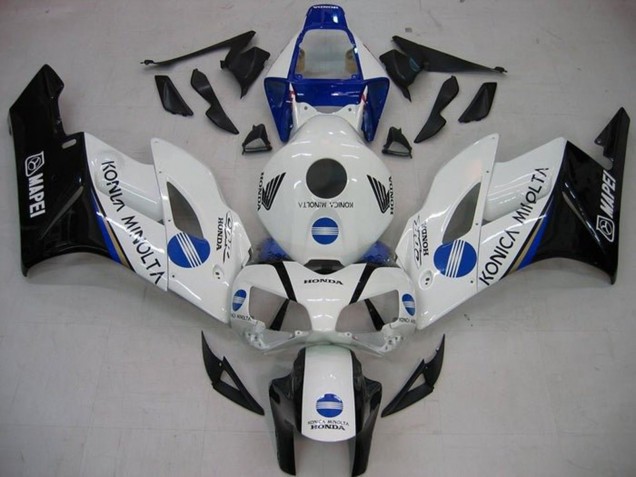 2004-2005 Honda CBR1000RR Motorcycle Fairings - White Blue Glossy Black Konica Minolta Australia