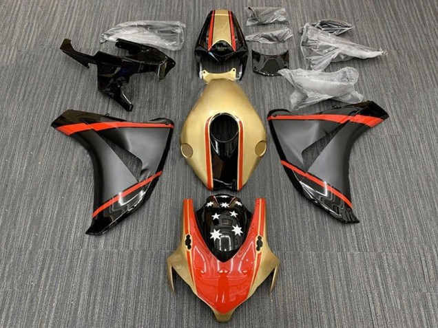 2008-2011 Honda CBR1000RR Motorcycle Fairings - Gold Red Matte Black Star Australia