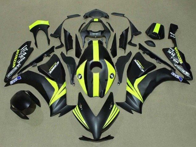 2012-2016 Honda CBR1000RR Motorcycle Fairings - Matte Black Yellow Stripe Australia