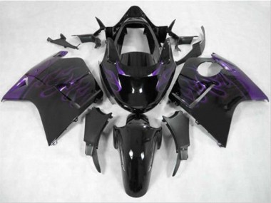 Affordable 1996-2007 Honda CBR1100XX Blackbird Motorcycle Fairing - Glossy Black Purple Flame Australia