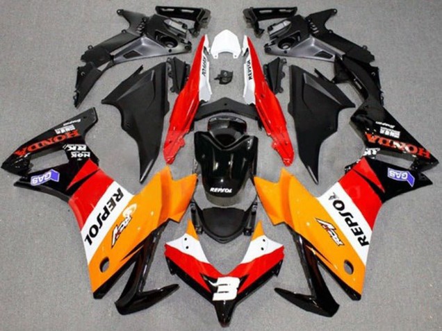 2013-2015 Honda CBR500R Motorcycle Fairings - Orange White Red Glossy Black Repsol Australia