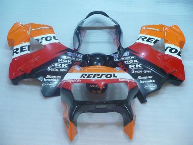 1998-2001 Honda VFR 800 Motorcycle Fairings - Orange White Red Black Repsol Australia