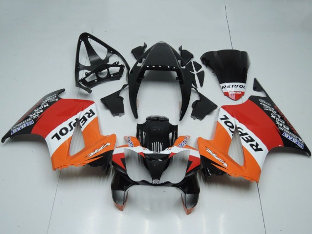 2002-2013 Honda VFR 800 Motorcycle Fairings - Orange White Red Glossy Black Repsol Australia
