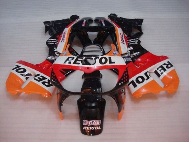 1994-1995 Honda CBR900RR 893 Motorcycle Fairings - Orange White Red Glossy Black Repsol Australia