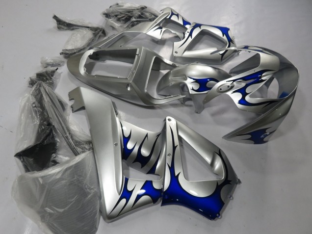 2000-2001 Honda CBR900RR 929 Motorcycle Fairings - Silver Blue Tribal Australia