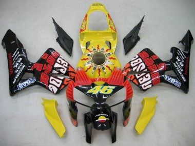 Affordable 2005-2006 Honda CBR600RR Motorcycle Fairings - Black Yellow Rossi Australia