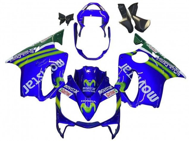2001-2003 Honda CBR600 F4i Motorcycle Fairings - Blue Green White MoviStar Australia