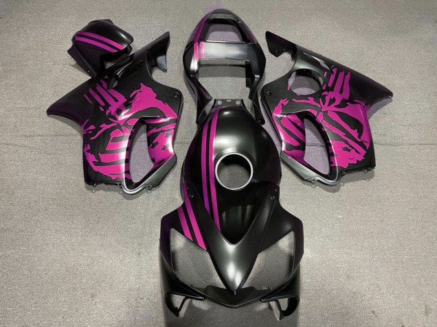 2001-2003 Honda CBR600 F4i Motorcycle Fairings - Pink Matte Black Skull Australia