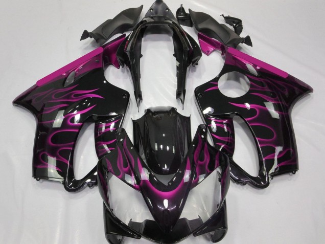 2004-2007 Honda CBR600 F4i Motorcycle Fairings - Glossy Black Pink Flame Australia