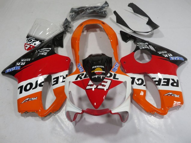 2004-2007 Honda CBR600 F4i Motorcycle Fairings - Orange White Red Glossy Black Repsol 93 Australia