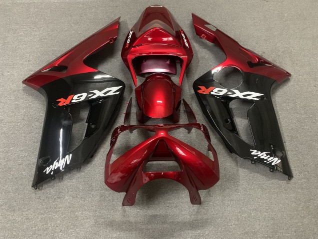 2003-2004 Kawasaki ZX6R Motorcycle Fairings - Red Glossy Black White Ninja Australia