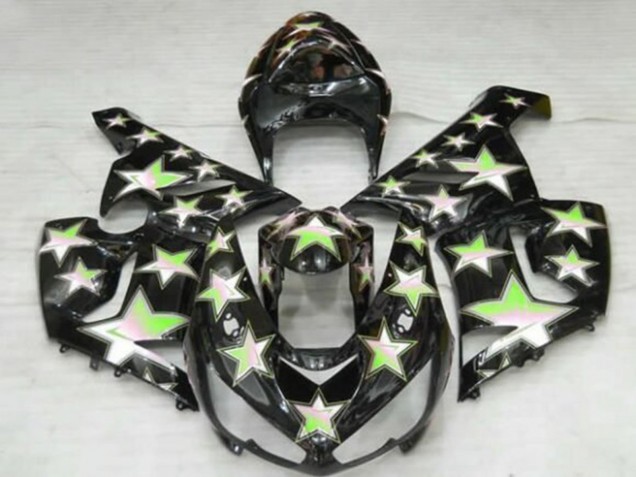2005-2006 Kawasaki ZX6R Motorcycle Fairings - Black Green Star Australia
