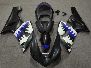 Affordable 2005-2006 Kawasaki ZX6R Motorcycle Fairings - Matte Black White Blue Shark Australia