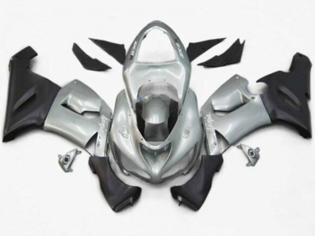 2005-2006 Kawasaki ZX6R Motorcycle Fairings - Silver Matte Black Australia