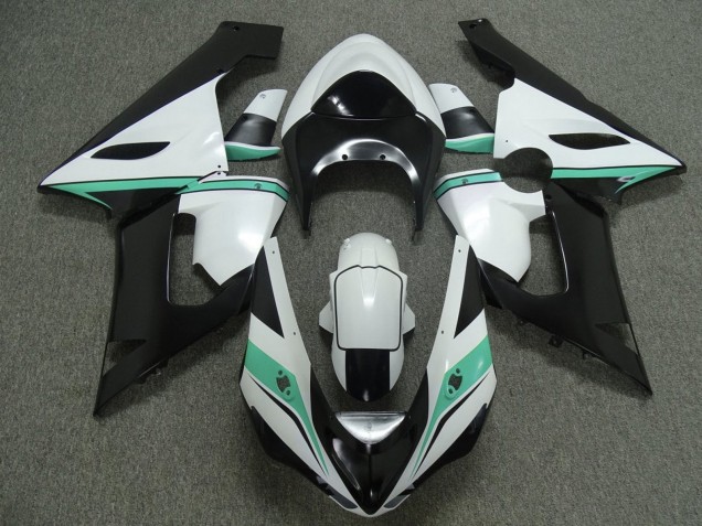 2005-2006 Kawasaki ZX6R Motorcycle Fairings - White Black Green Australia