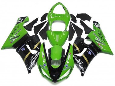 Affordable 2005-2006 Kawasaki ZX6R Motorcycle Fairings - Green Glossy Black Blue Star Team Green Australia