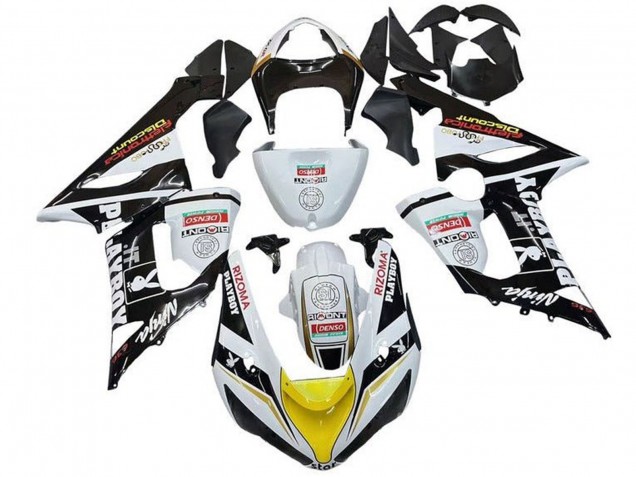 2005-2006 Kawasaki ZX6R Motorcycle Fairings - White Black Yellow Red Rizoma Playboy Australia