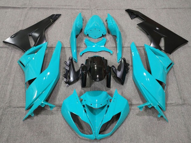 2007-2008 Kawasaki ZX6R Motorcycle Fairings - Turquoise Blue Black Matte Black Australia