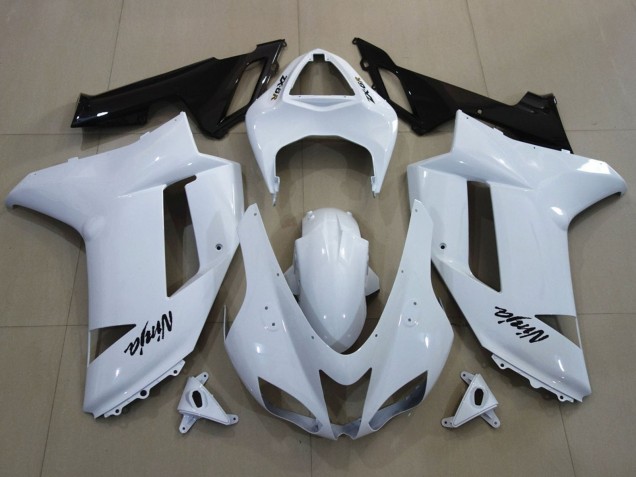 2007-2008 Kawasaki ZX6R Motorcycle Fairings - White Black Australia