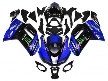 Affordable 2007-2008 Kawasaki ZX6R Motorcycle Fairings - Blue Black Green Monster Australia