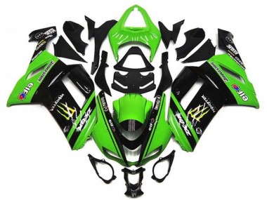 Affordable 2007-2008 Kawasaki ZX6R Motorcycle Fairings - Green Black Monster Elf Australia