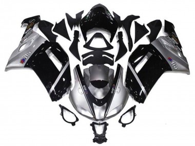 Affordable 2007-2008 Kawasaki ZX6R Motorcycle Fairings - Silver Black Elf Australia