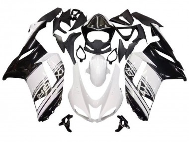 Affordable 2007-2008 Kawasaki ZX6R Motorcycle Fairings - White Black Silver Stripe Australia