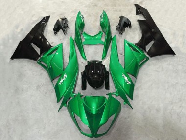 Affordable 2009-2012 Kawasaki ZX6R Motorcycle Fairings - Green Glossy Black White Ninja Australia