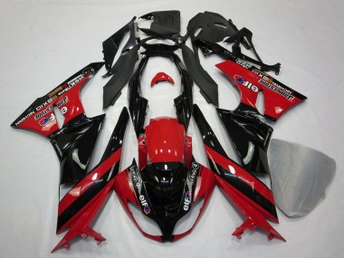Affordable 2009-2012 Kawasaki ZX6R Motorcycle Fairings - Red Glossy Black Elf Touch4 Bridgestone Australia