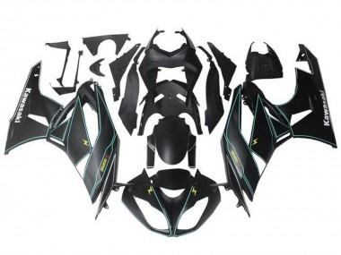 Affordable 2009-2012 Kawasaki ZX6R Motorcycle Fairings - Matte Black Blue Yellow Stripe Australia