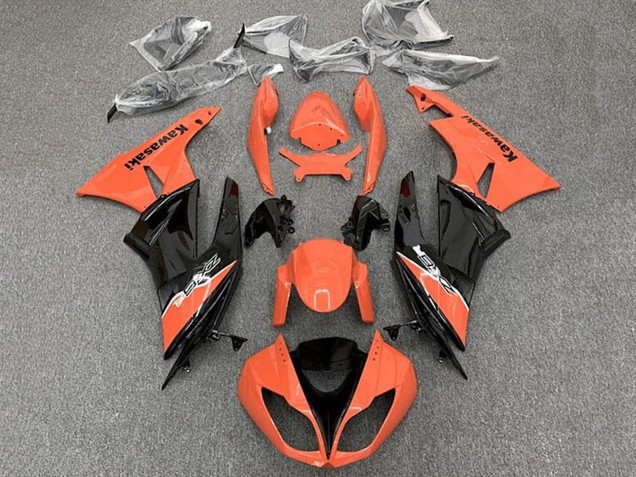 2009-2012 Kawasaki ZX6R Motorcycle Fairing - Orange Glossy Black Australia