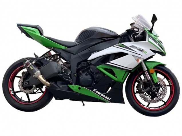 2009-2012 Kawasaki ZX6R Motorcycle Fairings - White Green Black Australia