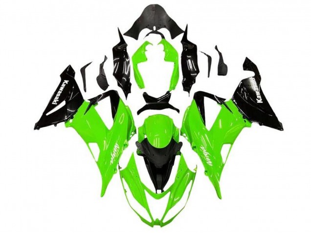 2013-2018 Kawasaki ZX6R Motorcycle Fairing Kits - Green Glossy Black Australia